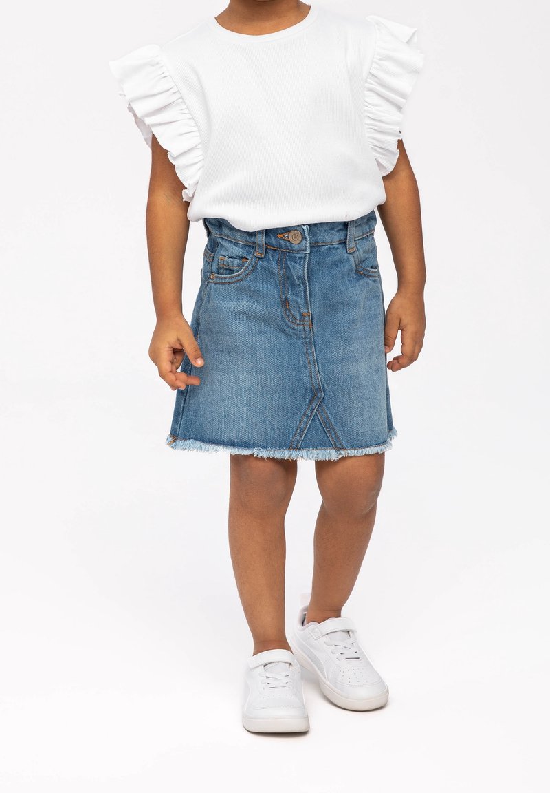 MINOTI ADJUSTABLE WAIST WITH FRAYED HEM - A-linjainen hame - blue denim