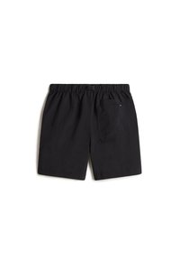 Svarta shorts med elastisk midja, med en bakficka på högra sidan. Tillverkade av ett lätt tyg med en slät textur.