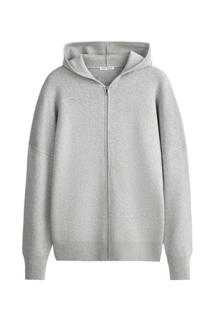 OYSHO, LONG KNIT HOODED JACKET - Sweat zippé - pale grey