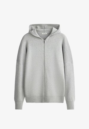 OYSHO, LONG KNIT HOODED JACKET - Sweat zippé - pale grey