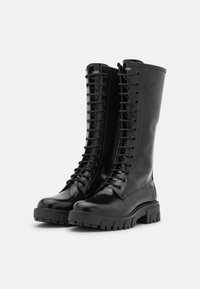 HUGO Stivali con i lacci - black