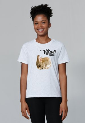 watapparel ICH HASE DICH - T-shirt print - cool heather grey