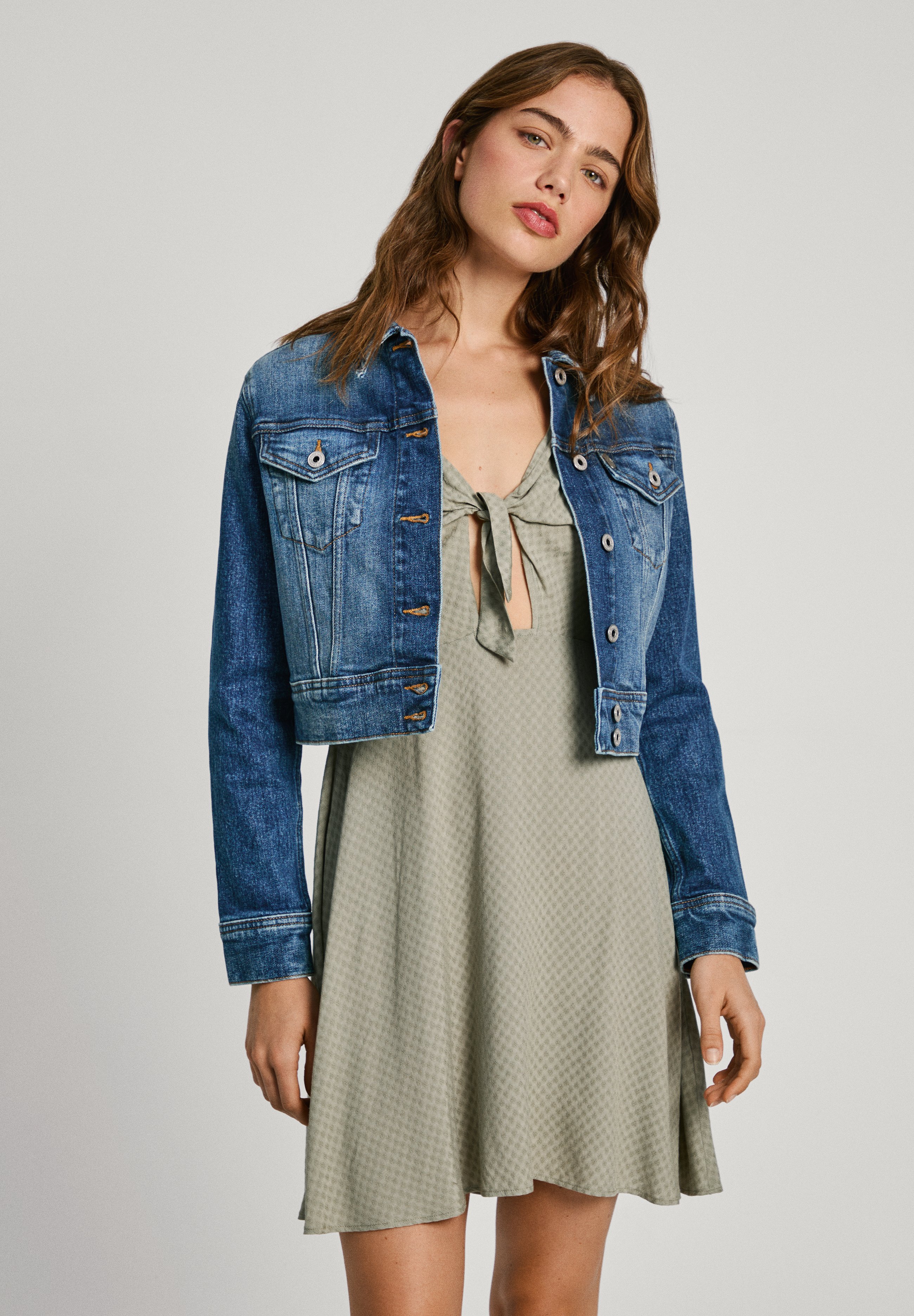 Pepe Jeans CROPPED JACKET - Denim jacket - denim/stone blue