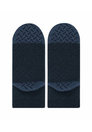 Marineblau Socken aus strukturiertem Stoff, mit einem gewebten geometrischen Muster an der Oberseite und einem einfarbigen Boden mit Logodetail.