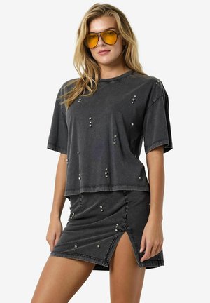 Print T-shirt - charcoal gray