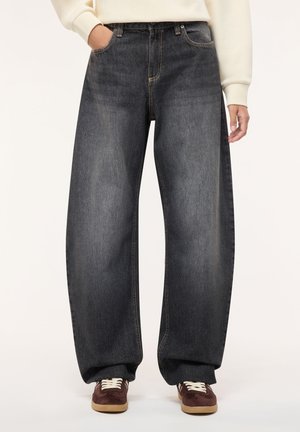 Terranova, PANTALONE JEANS LUNGO TINTA UNITA - Wide Leg - nero denim