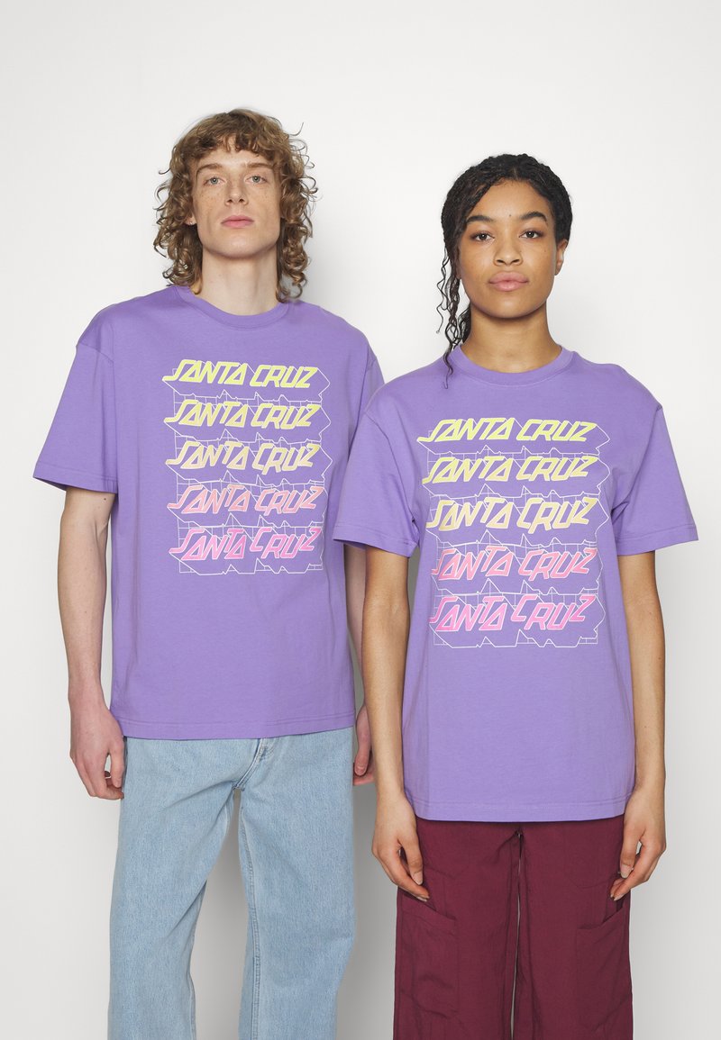 Santa Cruz GRID STACKED UNISEX - T-shirt con stampa - soft purple/viola ...