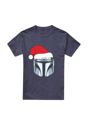 THE MANDALORIAN MANDO CHRISTMAS SANTA HAT - Print T-shirt - dark blue