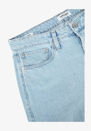 Helle blaue Denim-Jeans mit einem klassischen Fünf-Taschen-Design, Metallbeschlägen und einem geraden Beinanschnitt mit dezenten Steppnähte.