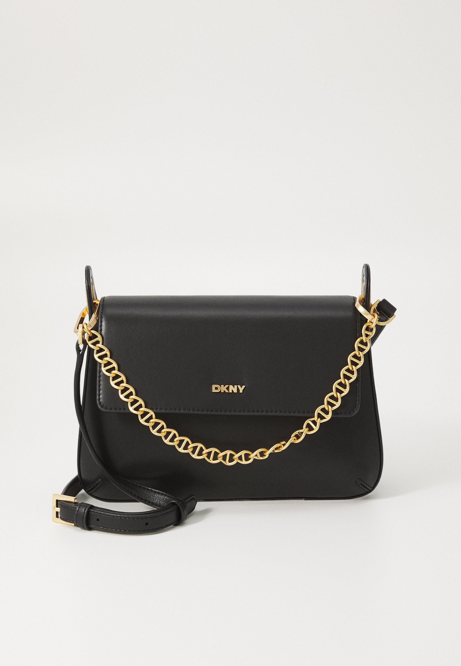 Sac à Main Bandoulière Noir Et Doré - Faux Cuir - Taille Moyenne - Neuf Avec étiquettes