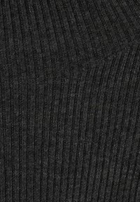 Ribbed knit fabric in dark gray, featuring vertical stripes, a soft texture, and a consistent pattern throughout.