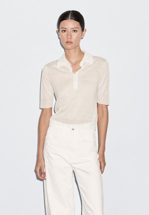 Massimo Dutti POLO COLLAR WITH SHORT SLEEVES - Poloshirt - WHITE