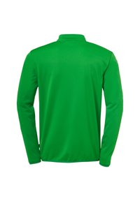 Grøn langærmet skjorte med krave, lavet af glat stof. Enkel design uden mønstre eller synlige hardware detaljer.