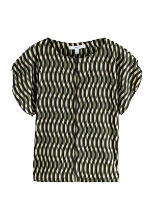 Next REGULAR FIT - FLUTTER SLEEVE TEXTURED SMART  - Trükipildiga T-särk - green geo print
