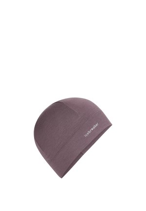 Purple stretchy fabric beanie with visible stitching and a small Icebreaker logo on the cuff.