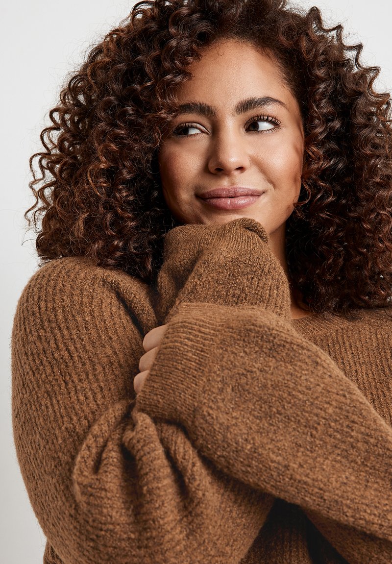 Damen Strickjacken | Samoon MIT LEICHTEN BALLONÄRMELN Strickpullover mocca brown/braun - YM58966 Damen Strickjacken | Samoon MIT LEICHTEN BALLONÄRMELN Strickpullover mocca brown/braun - YM58966