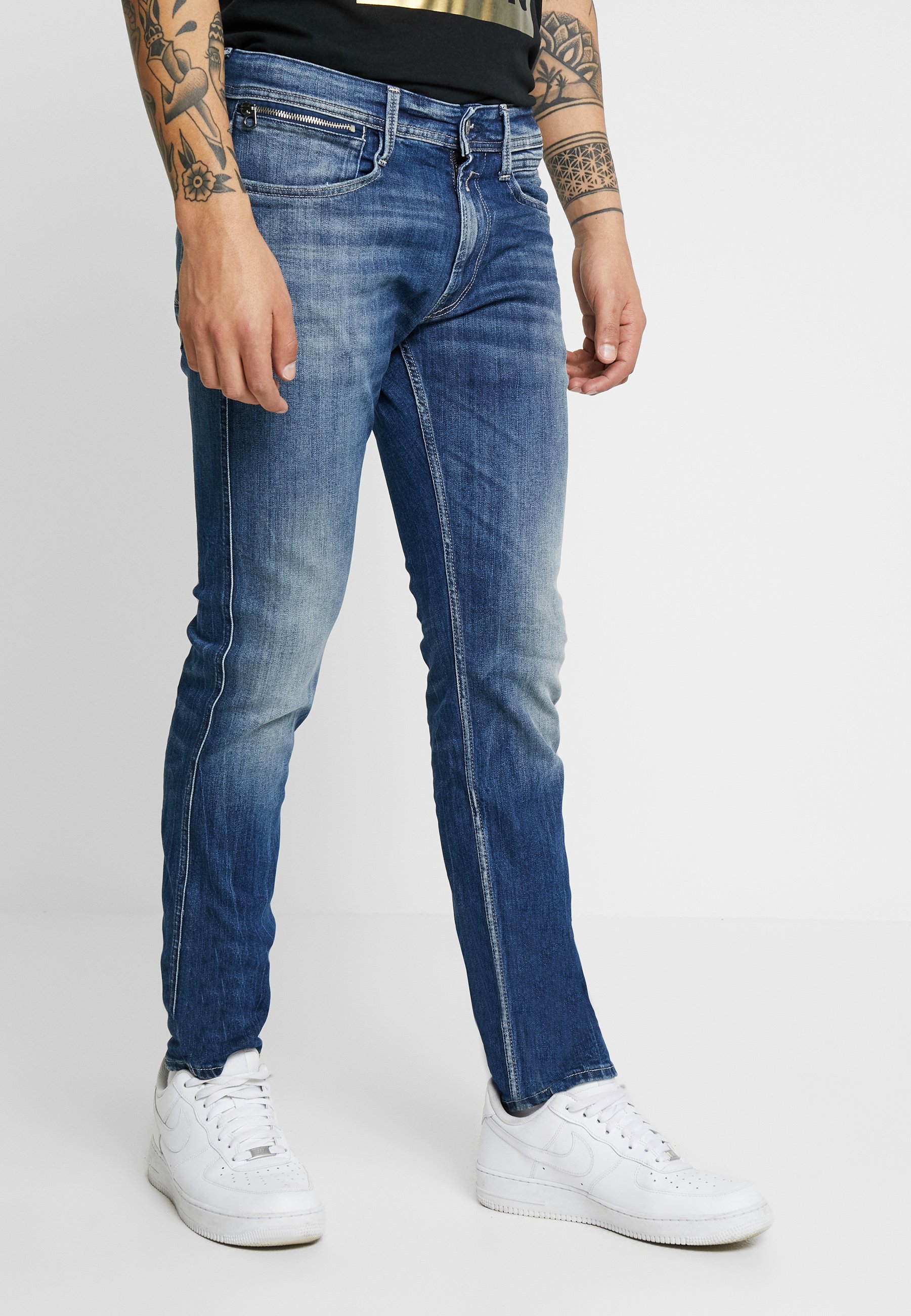 Replay ANBASS COIN ZIP - Jeans slim fit - medium blue/blu denim - Zalando.it