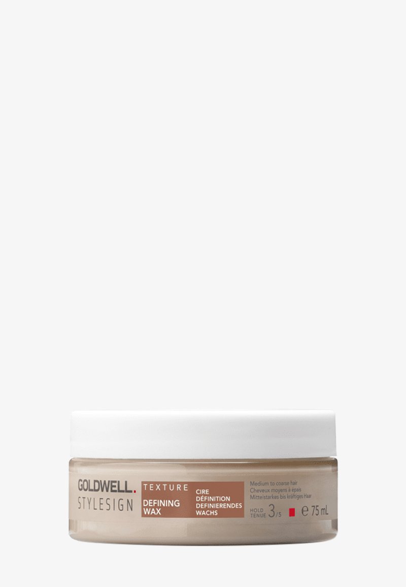 Goldwell StyleSign Texture Defining Wax container, beige with white lid, 75ml, for medium to coarse hair, hold level 3/5.