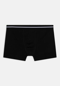 Boxer shorts neri in cotone con elastico a stretch e una striscia bianca. La parte anteriore presenta un taschino sagomato e cuciture piatte per il massimo comfort.