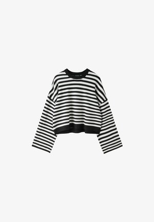 Stradivarius, WIDE SLEEVE CROPPED KNIT JUMPER - Strickpullover - black