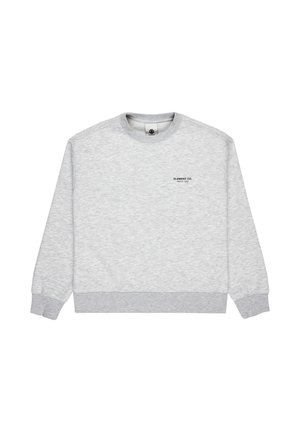Grauer Pullover mit rundem Ausschnitt und gerippten Bündchen, mit dem Aufdruck "ELEMENT CO. SINCE 1992" im Brustbereich.
