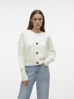 Vero Moda VMLEA V NECK CARDIGAN - Adīta jaka - cloud dancer