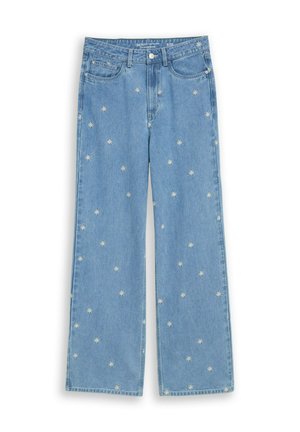 TOM TAILOR DENIM, TTLINOU WIDE JEANS MIT BLUMEN-STICKEREI - Relaxed fit jeans - blue white daisy embroidery