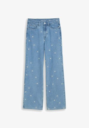 TOM TAILOR DENIM, TTLINOU WIDE JEANS MIT BLUMEN-STICKEREI - Relaxed fit jeans - blue white daisy embroidery