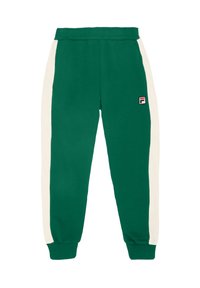 Gröna hoodies med vita sidostrikar, elastisk midja och ribbade muddar. Har en liten logotyp på den övre sidan.