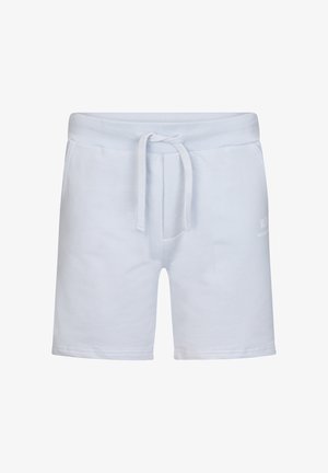 Lichtblauwe katoenen shorts met een elastische tailleband, verstelbaar trekkoord en zijzakken. Kenmerkt zich door een subtiele logo aan de voorkant.