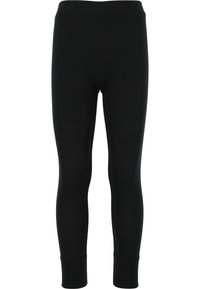 Leggings noirs en matériau doux et extensible avec un design ajusté, dotés d'une taille élastique et de poignets de cheville ajustés.