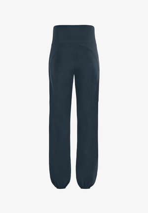 Pantaloni de trening bleu închis, dintr-un material moale, cu un talie elastică și manșete la margini pentru o potrivire confortabilă. Design simplu și minimalist.