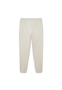 Helle graue Sweatpants mit elastischem Bund und gerippten Knöchelbündchen, aus weichem Baumwollmaterial mit glatter Oberfläche.