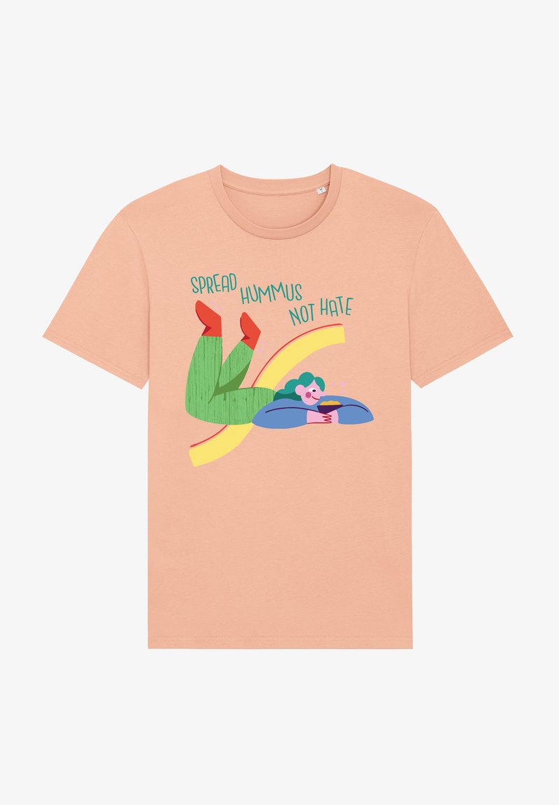 watapparel SPREAD HUMMUS, NOT HATE - T-shirt imprimé - fraiche peche