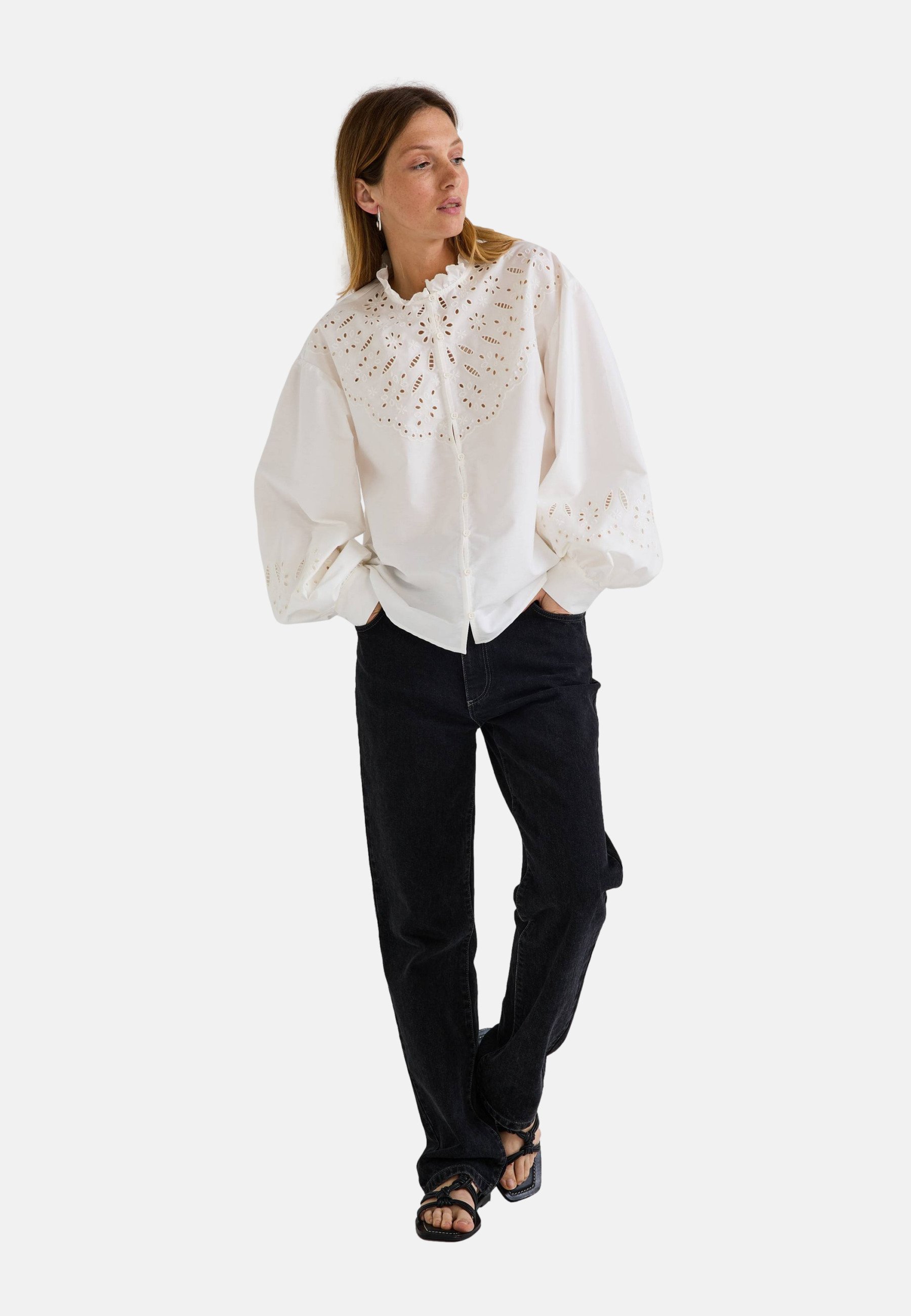 Monoprix BRODERIE COL Chemisier ecru/blanc