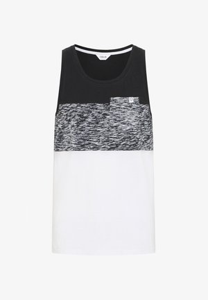 Must-valge ja hall triiksärk, millel on tekstureeritud horisontaalne muster ja väike rinnatasku. Valmistatud pehmest puuvillakangast.