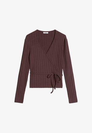 Marc O'Polo DENIM, MARC O'POLO DENIM WICKELTOP SLIM AUS GERIPPTEM STRETCHJERSEY - Vest - espresso brown