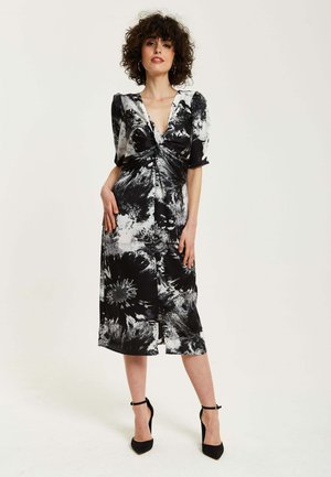 MONO ABSTRACT PRINT KNOT FRONT MIDI - Day dress - black