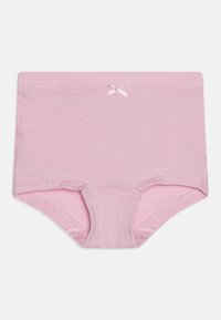 Roze pamučne gaćice s glatkom teksturom, s malim satin trakasticama na pojasu i šivenim rubovima.