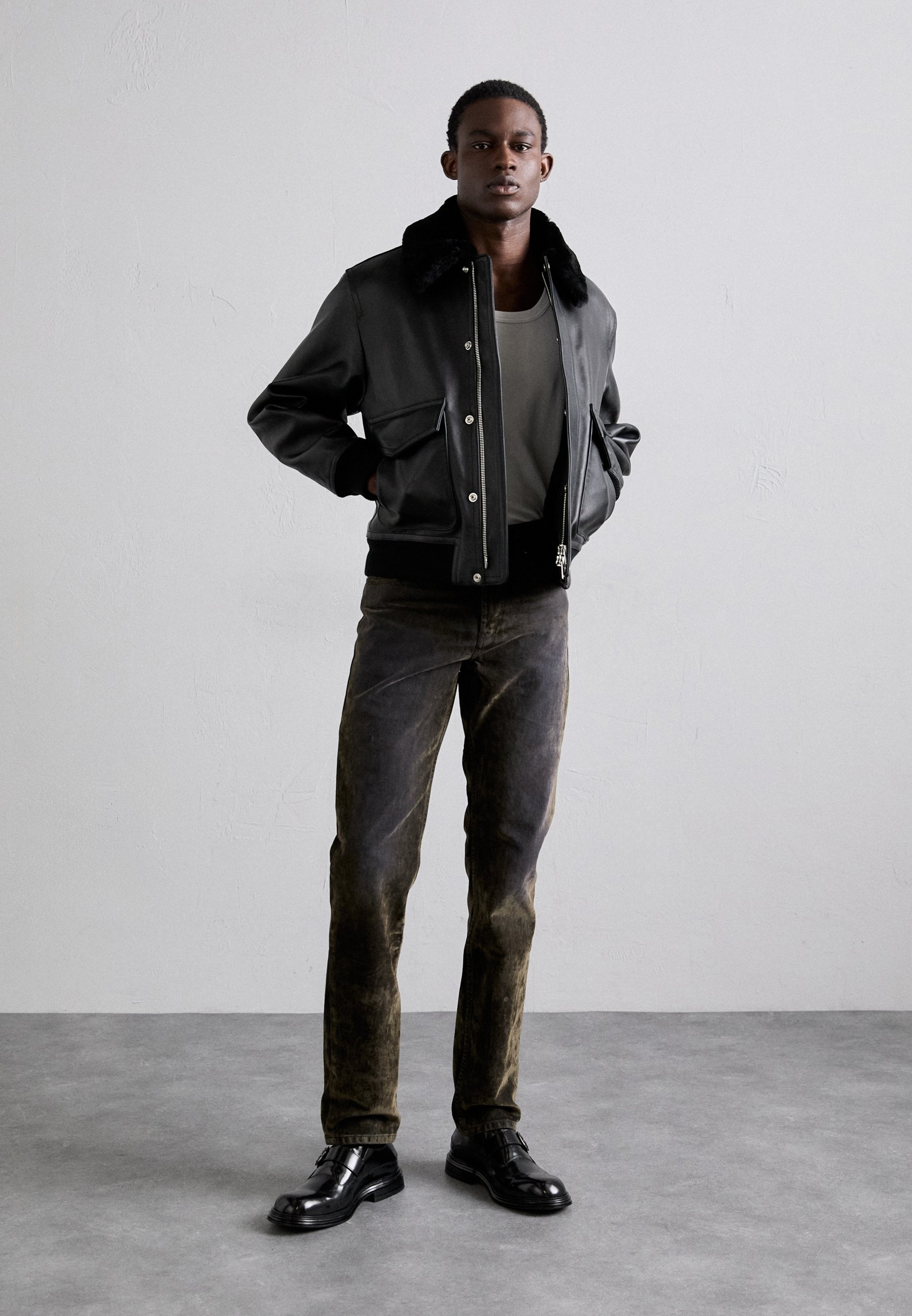 Helmut Lang MID RISE SLIM - Slim fit jeans - flocked olive/black