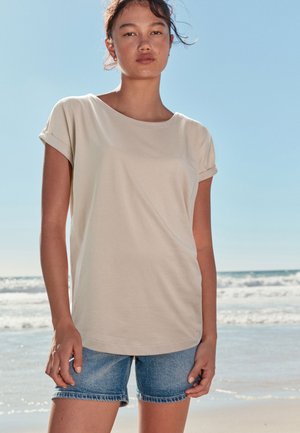 Next, ROUND NECK CAP SLEEVE T-SHIRT - REGULAR FIT - Lihtne T-särk - beige