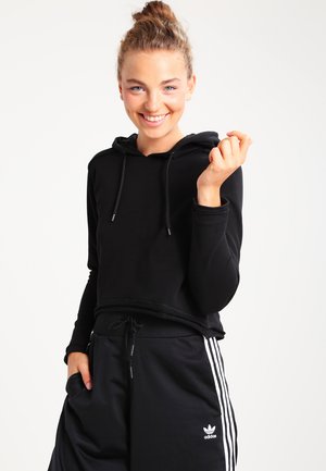 CROPPED TERRY HOODY - Hoodie - black