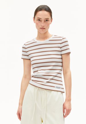 KARDAA STRIPES - Print T-shirt - white pale umber