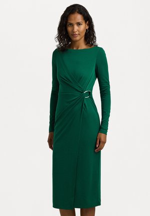 JERSEY LONG-SLEEVE COCKTAIL DRESS - Dzsörzéruha - deep emerald