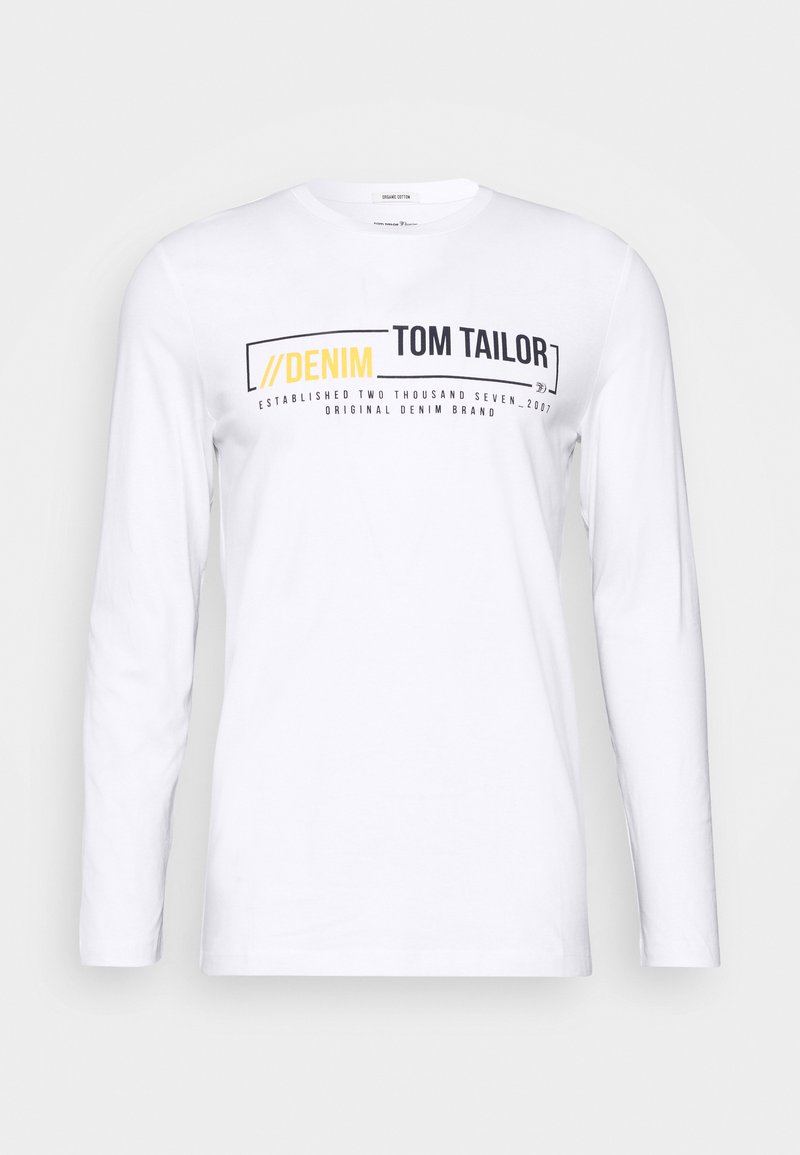 TOM TAILOR DENIM LONGSLEEVE WITH CHEST PRINT - Langærmet T-shirt - white