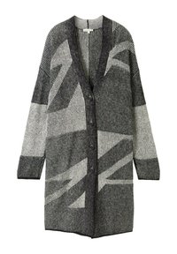 LANGER MIT KNOPFLEISTE - Gilet - black plaited structure knit
