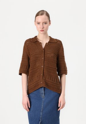 CARDIGANS SHORTSLEEVE - Kardigán - melted chocolate