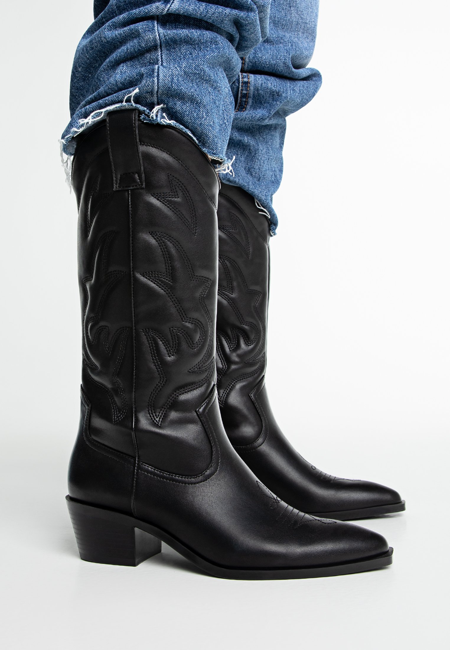 Stradivarius Cowboy- / bikerstøvler black/sort - Zalando.dk