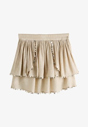 Next, REGULAR FIT - COIN TRIM MINI RARA SKIRT . - Rakott szoknya - stone