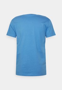 Blue short-sleeve t-shirt made of soft, lightweight fabric. Round neckline with clean stitching, and a smooth texture throughout.
